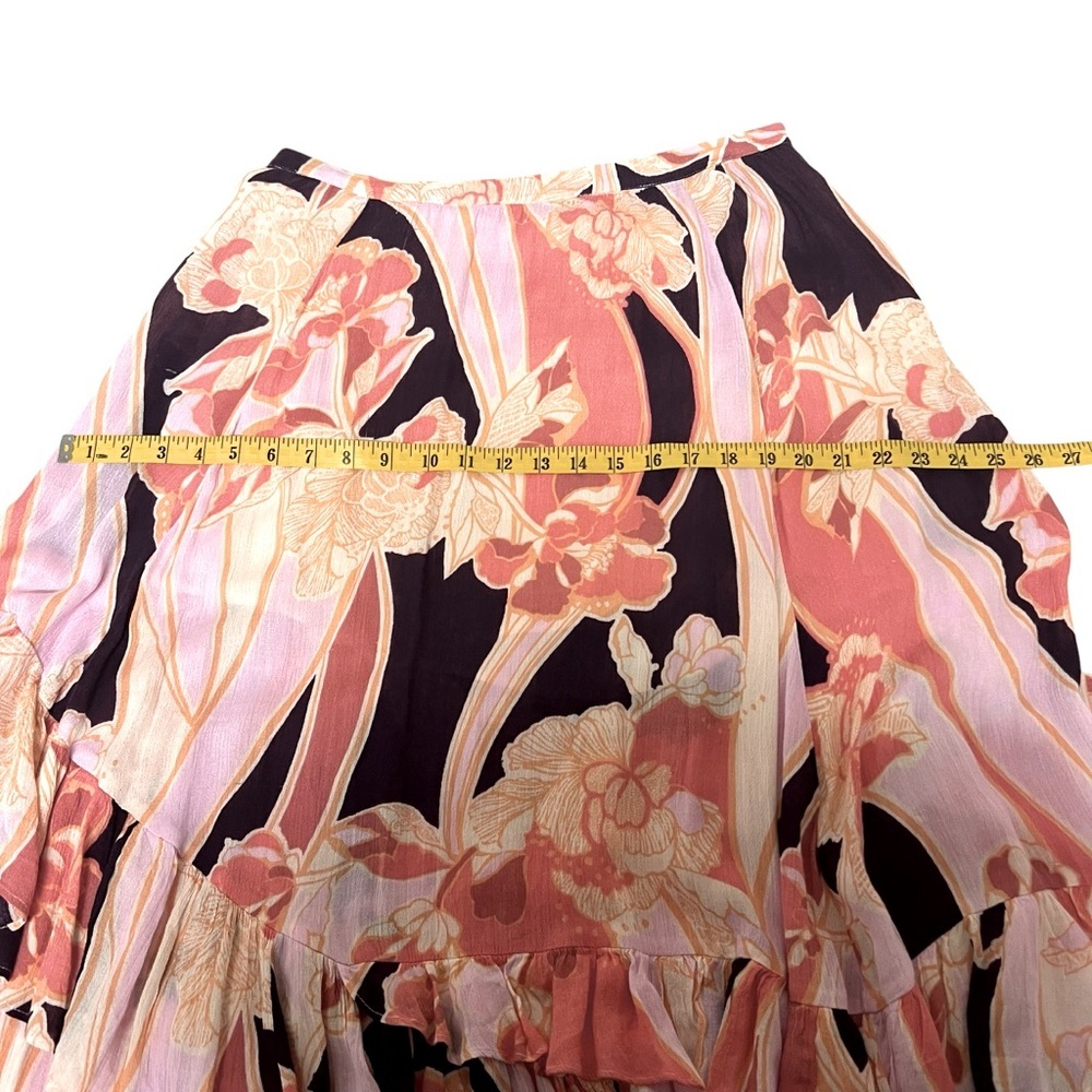 Free People Pink Bring Back The Summer Asymmetric Ruffle‎ Maxi Skirt Size 10 NWT - Picture 6 of 16
